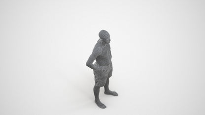 realistic 3D human man pool, archviz people FBX OBJ for Blender, wireframe three-quarter view