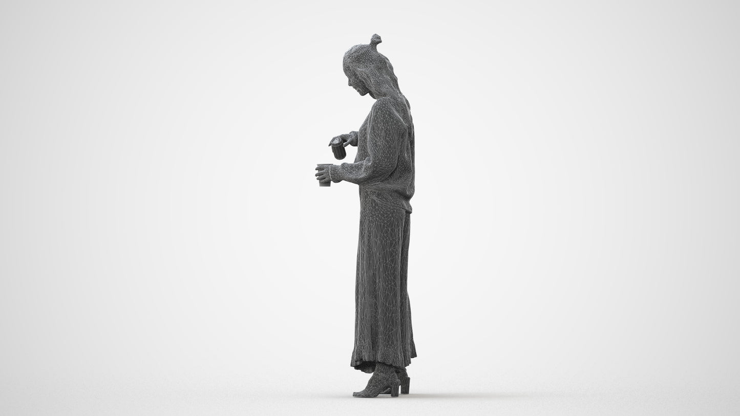 3D people model woman casual standing, scanned human for 3ds Max rendering, square thumbnail