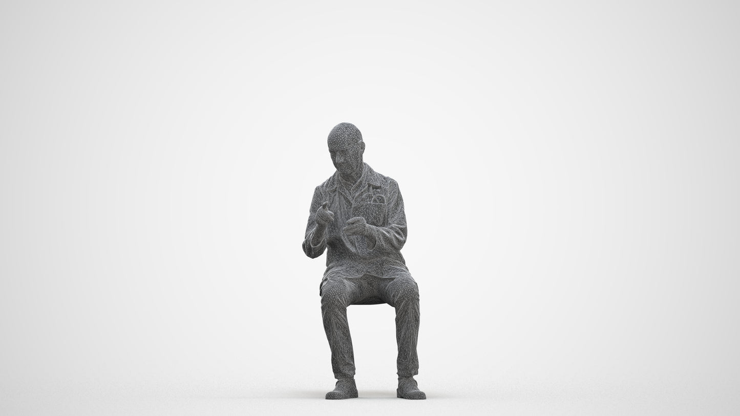 3D people model senior man medical, scanned human for 3ds Max rendering, three-quarter front view render