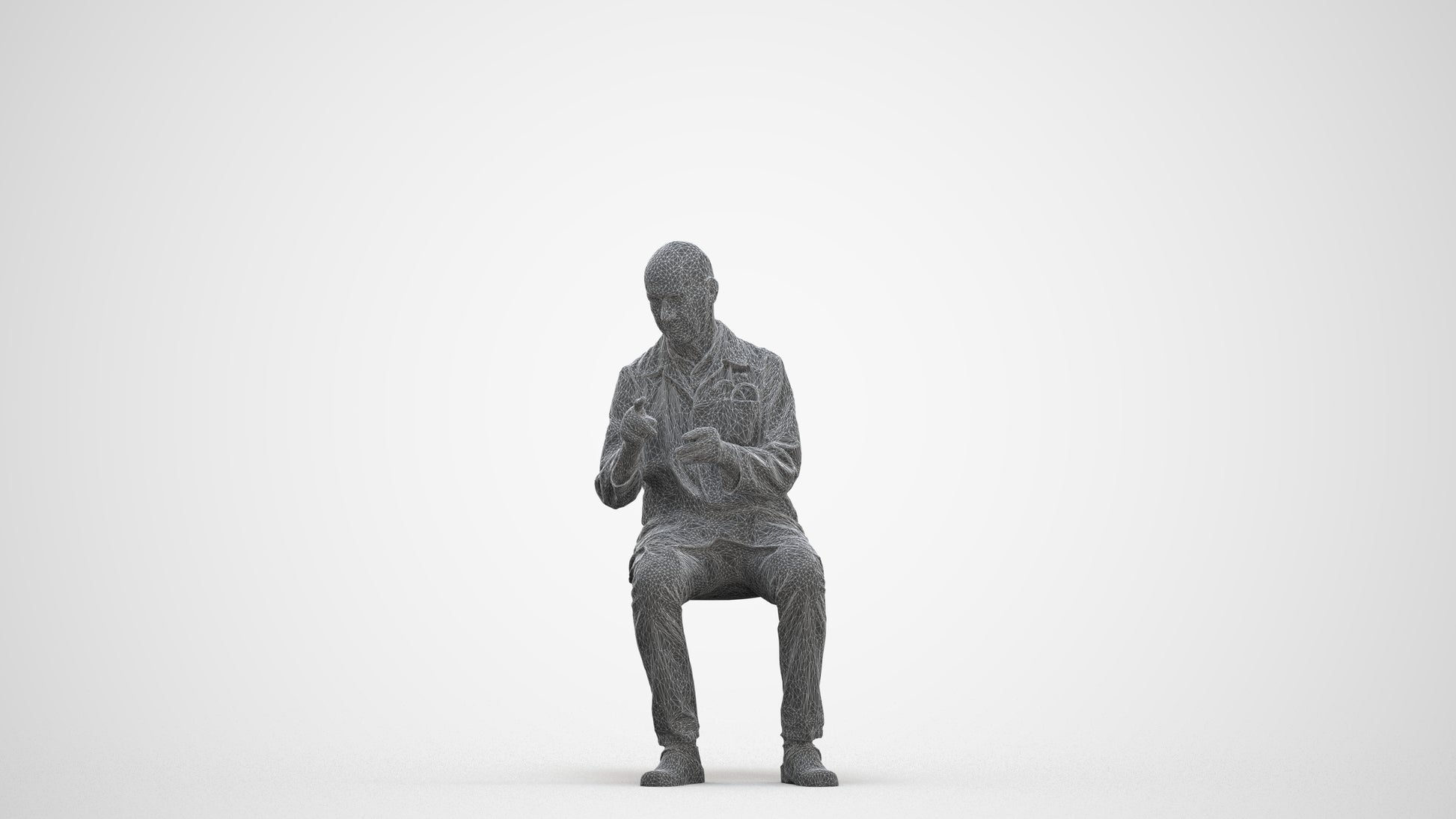 3D people model senior man medical, scanned human for 3ds Max rendering, three-quarter front view render