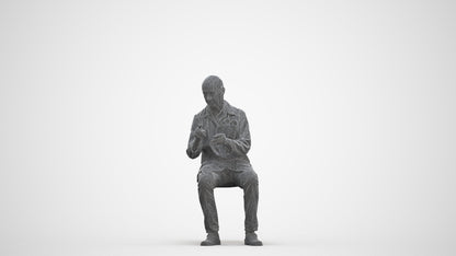 3D people model senior man medical, scanned human for 3ds Max rendering, three-quarter front view render