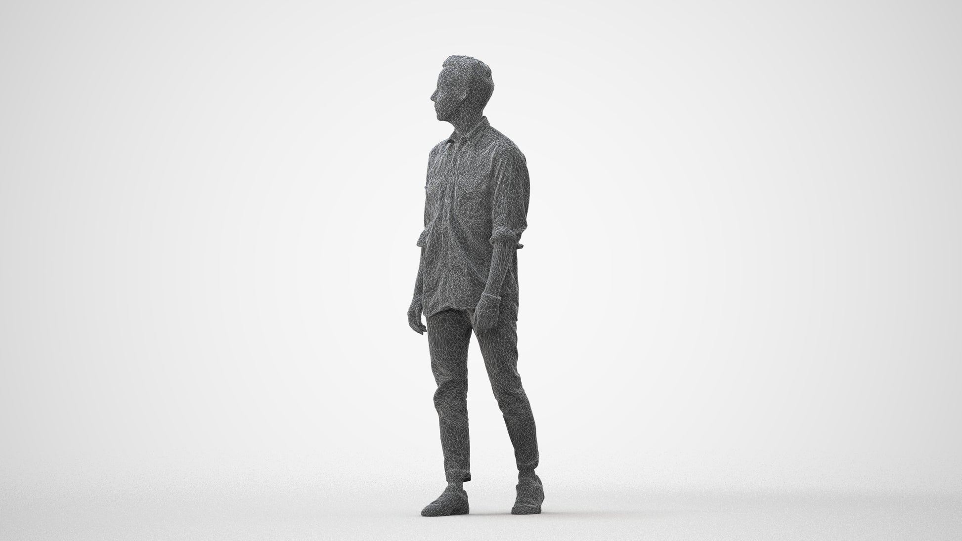 realistic 3D man casual walking, scanned archviz people for Blender and 3ds Max, square thumbnail