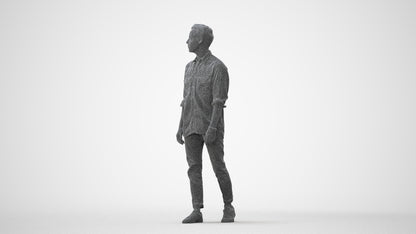 realistic 3D man casual walking, scanned archviz people for Blender and 3ds Max, square thumbnail