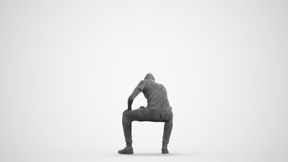 photogrammetry 3D man casual sport, realistic human model archviz FBX, wireframe front view