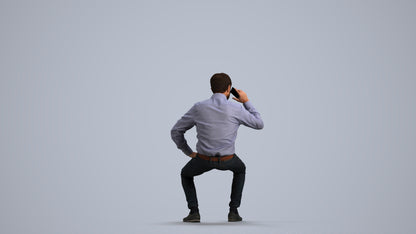 realistic 3D man business sitting, scanned archviz people for Blender and 3ds Max, front view render