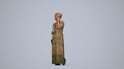 3D scanned woman standing casual, photorealistic archviz people for Enscape and SketchUp, top-down view render