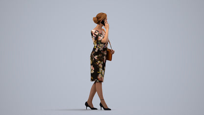 photogrammetry 3D woman casual standing, realistic human model archviz FBX, side view render
