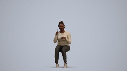 photogrammetry 3D woman casual sitting, realistic human model archviz FBX, standing pose render
