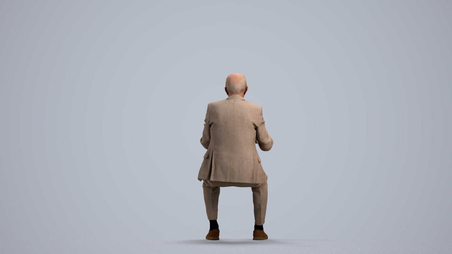 photogrammetry 3D senior man business driving, realistic human model archviz FBX, front view render