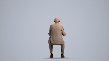 photogrammetry 3D senior man business driving, realistic human model archviz FBX, front view render