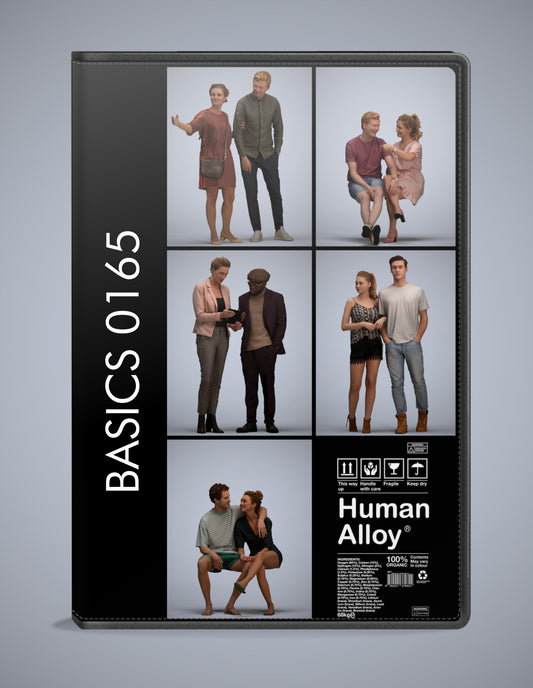 3D human models couple bundle, 5 photogrammetry scanned people for archviz