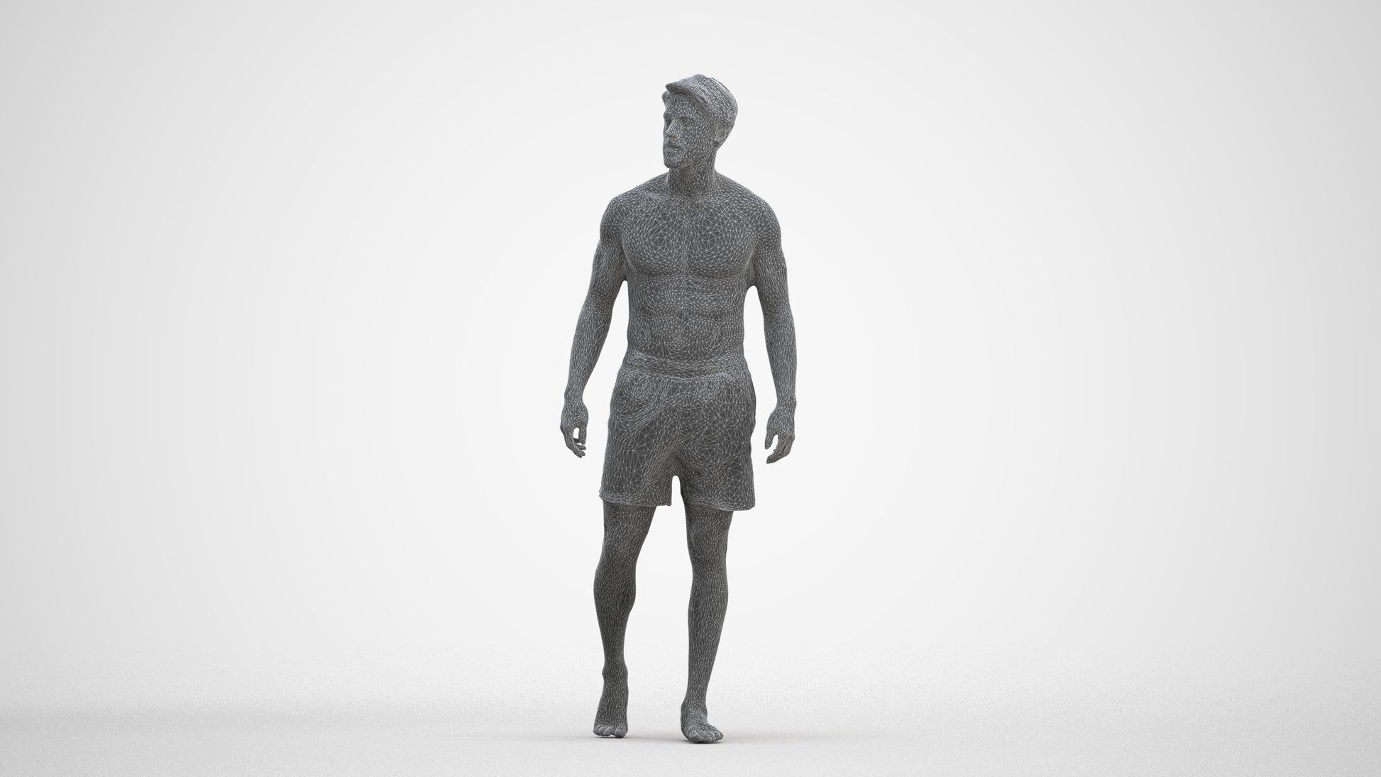 realistic 3D people man pool, render-ready for V-Ray and Corona, FBX OBJ, three-quarter front view render