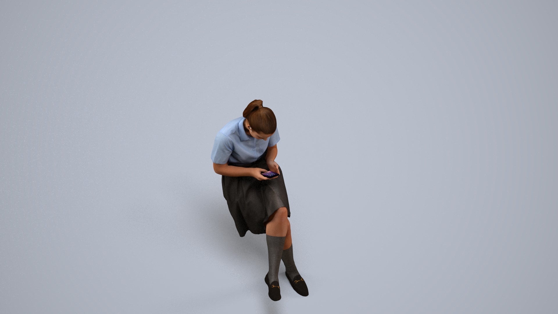 realistic 3D girl mix, scanned archviz people for Blender and 3ds Max, back view render