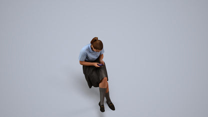 realistic 3D girl mix, scanned archviz people for Blender and 3ds Max, back view render