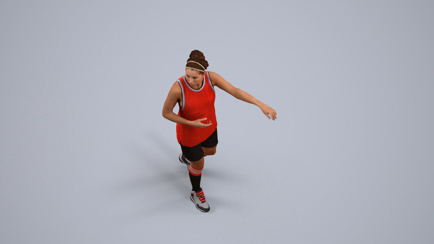 3D people model woman sport, scanned human for 3ds Max rendering, back view render