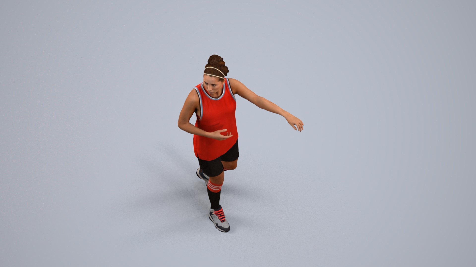 3D people model woman sport, scanned human for 3ds Max rendering, back view render