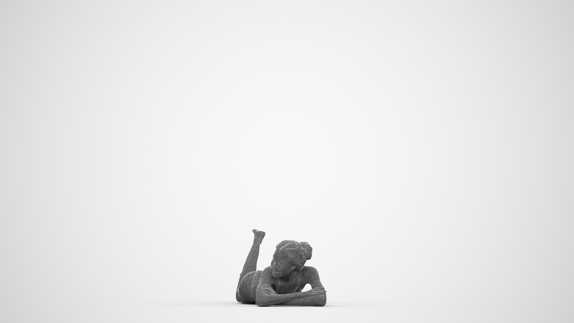 3D human model woman casual pool, photogrammetry scanned person for archviz, wireframe back view