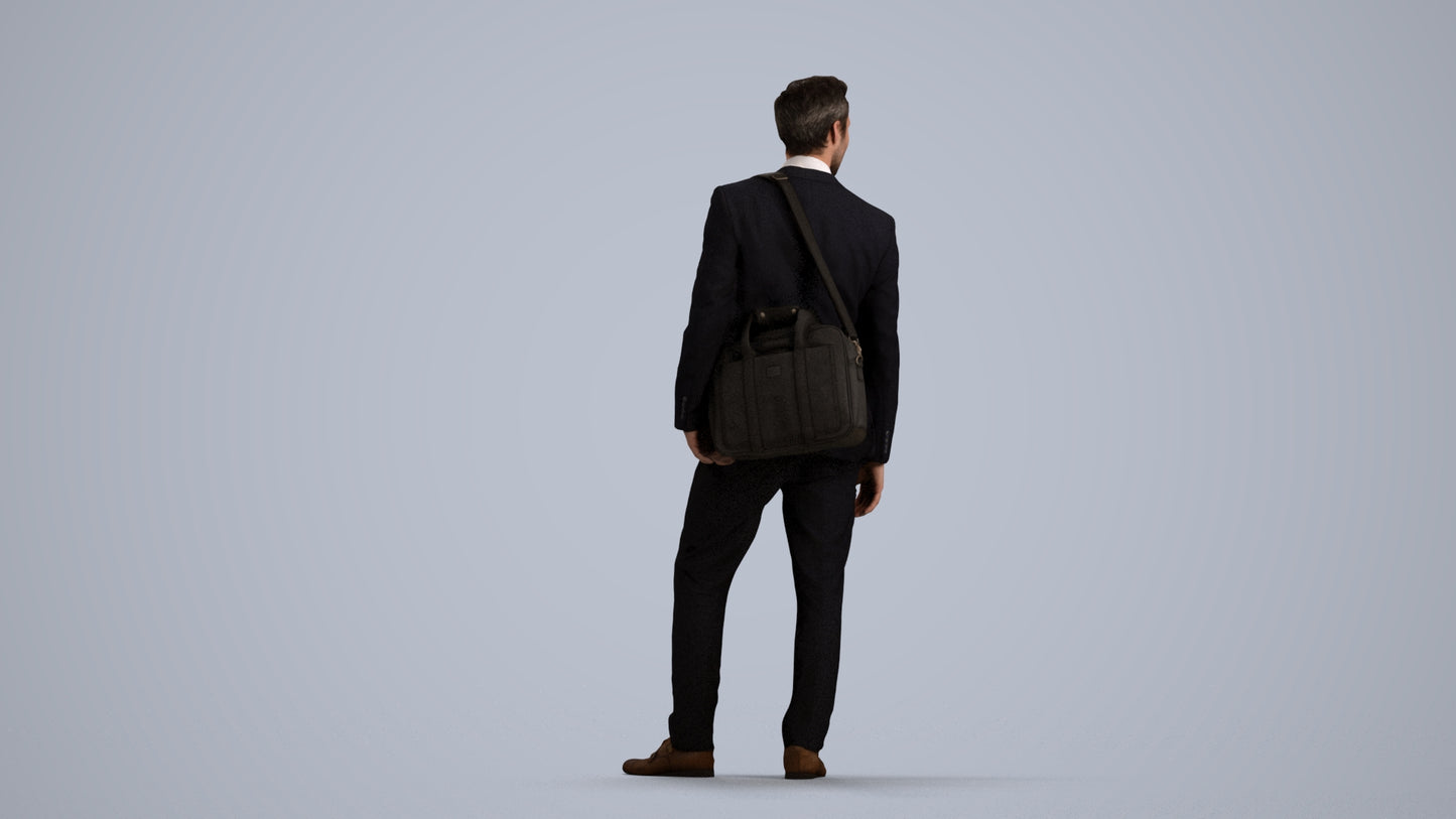 realistic 3D man business, scanned archviz people for Blender and 3ds Max, front view render