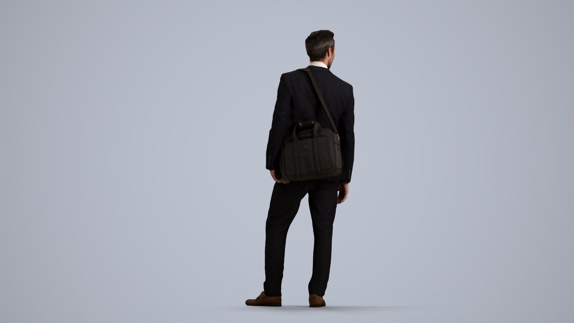 realistic 3D man business, scanned archviz people for Blender and 3ds Max, front view render
