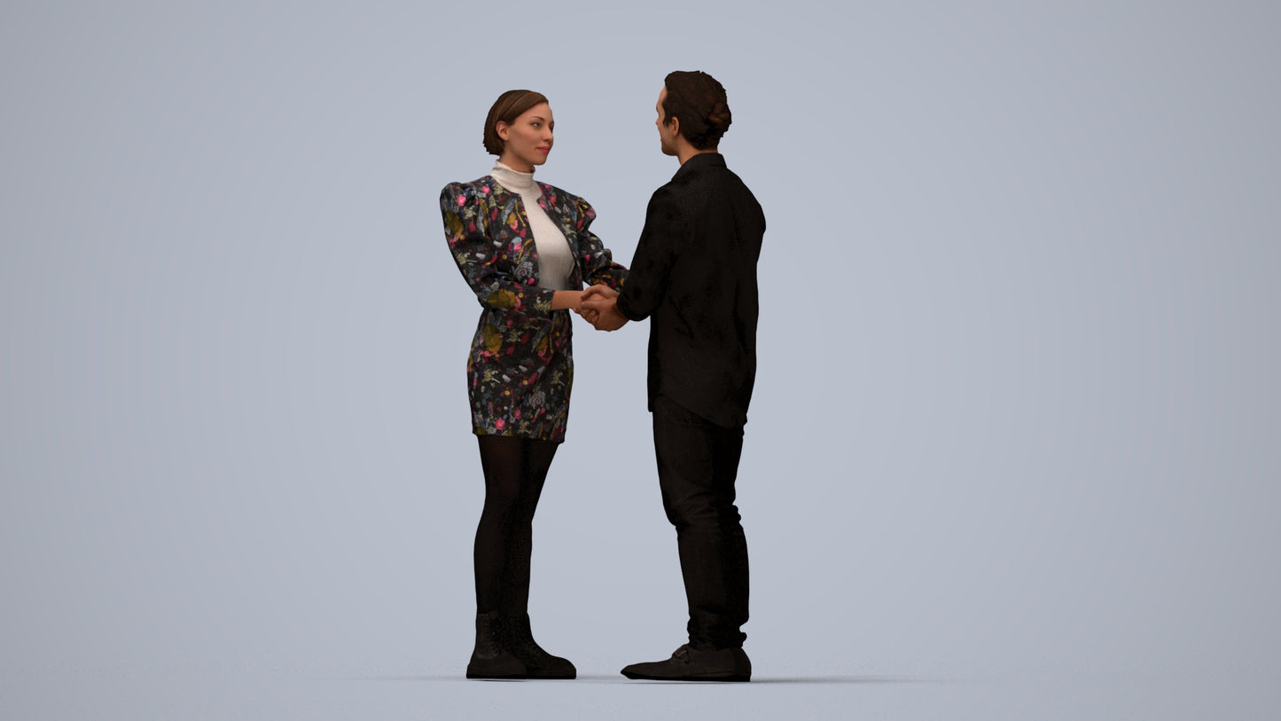 realistic 3D people woman business, render-ready for V-Ray and Corona, FBX OBJ, top-down view render