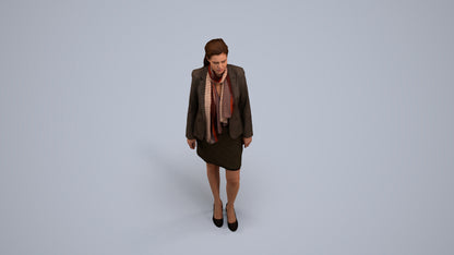 realistic 3D human woman business, archviz people FBX OBJ for Blender, back view render