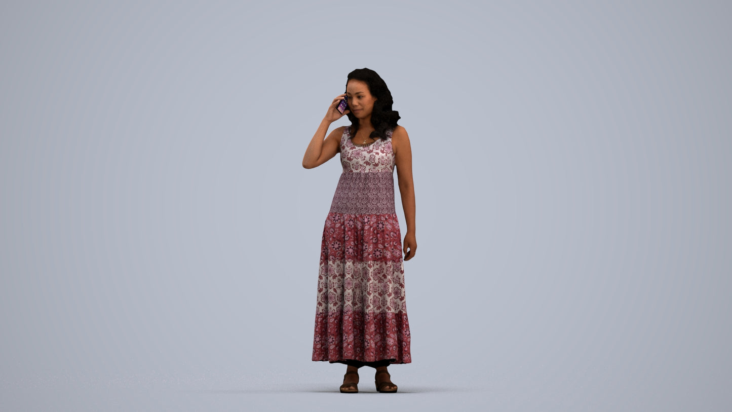3D people model woman casual standing, scanned human for 3ds Max rendering, standing pose render