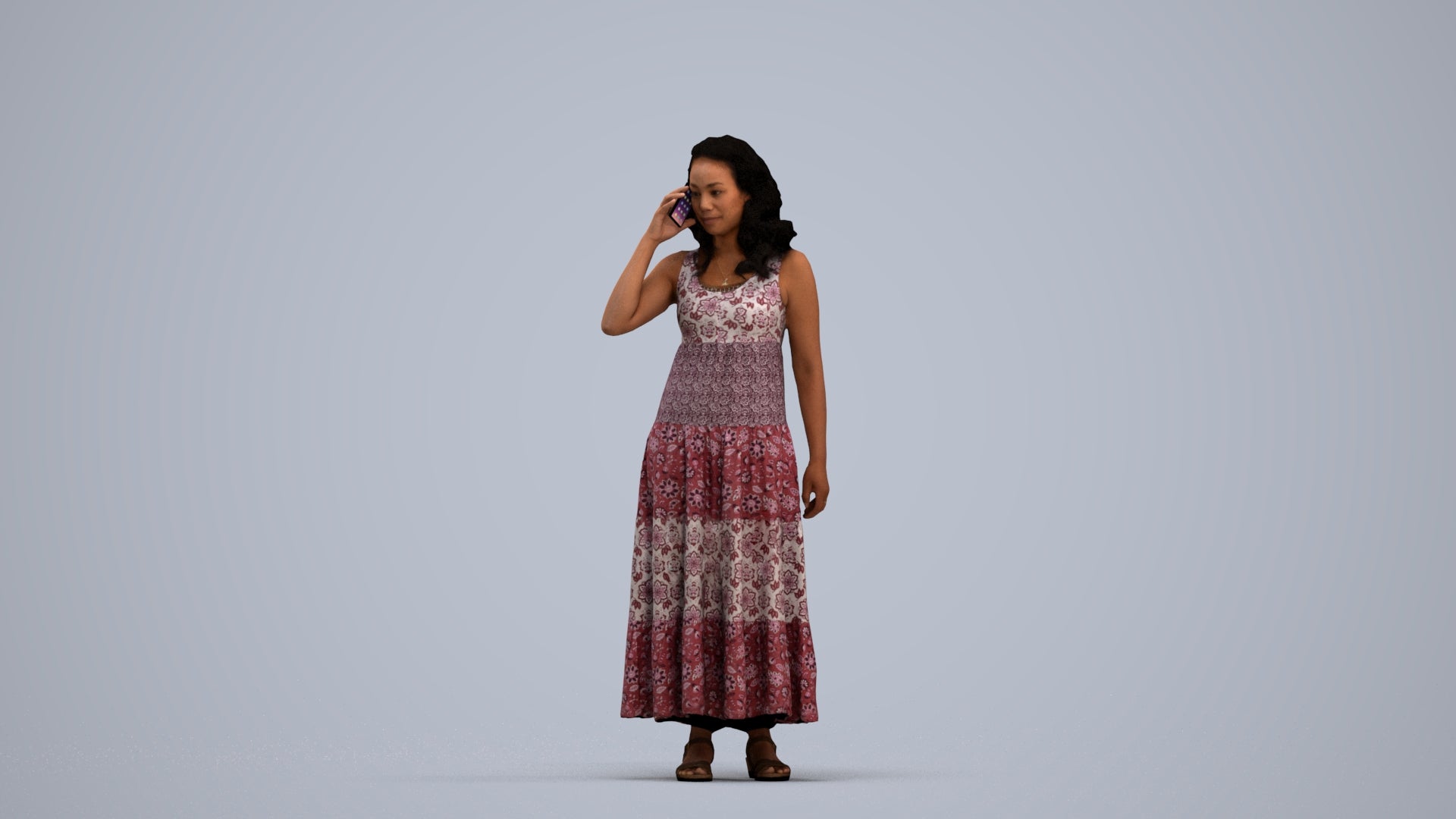 3D people model woman casual standing, scanned human for 3ds Max rendering, standing pose render
