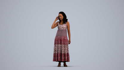 3D people model woman casual standing, scanned human for 3ds Max rendering, standing pose render