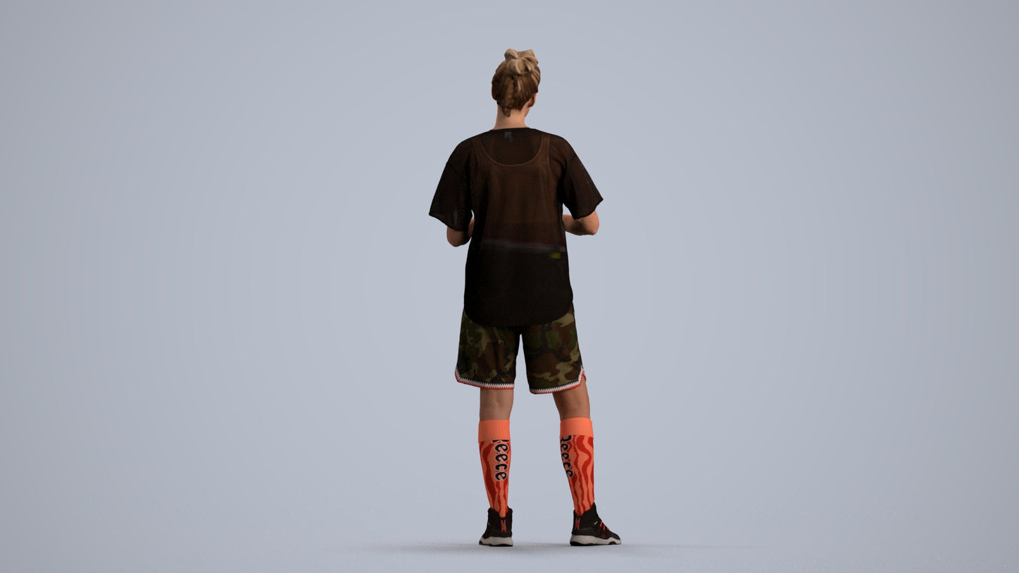 3D people model woman sport, scanned human for 3ds Max rendering, front view render