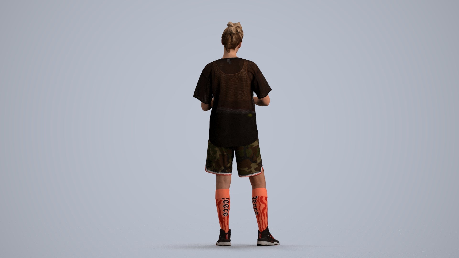 3D people model woman sport, scanned human for 3ds Max rendering, front view render
