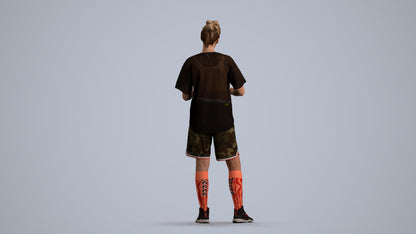 3D people model woman sport, scanned human for 3ds Max rendering, front view render
