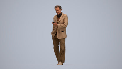 3D scanned man standing business, photorealistic archviz people for Enscape and SketchUp, top-down view render