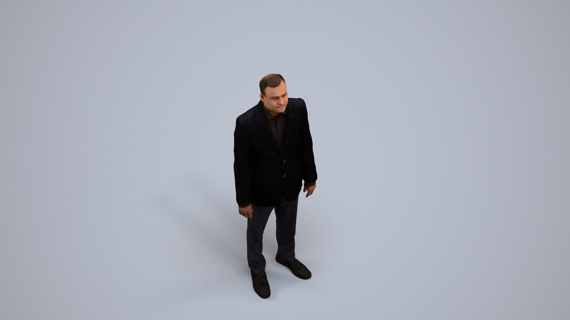 scanned 3D man formal standing, photogrammetry people for Enscape and V-Ray, back view render