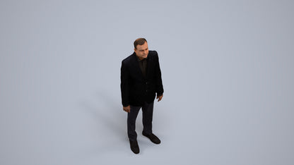 scanned 3D man formal standing, photogrammetry people for Enscape and V-Ray, back view render