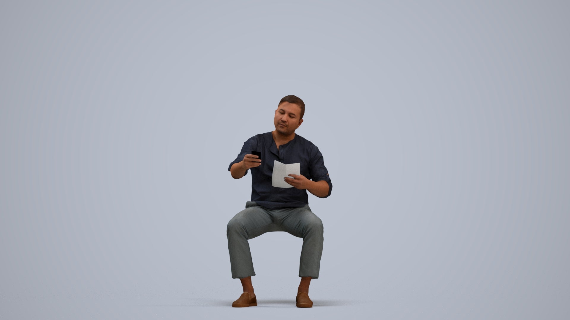 photogrammetry 3D man casual sitting, realistic human model archviz FBX, standing pose render