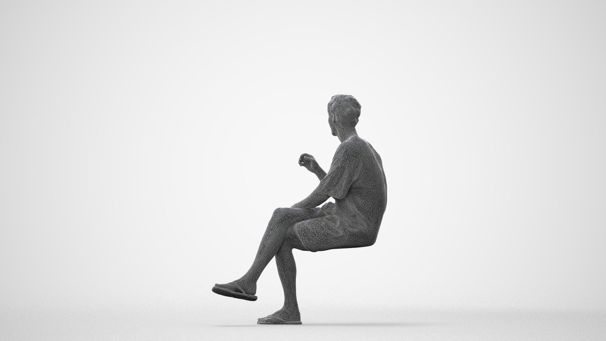 realistic 3D man casual sitting, scanned archviz people for Blender and 3ds Max, square thumbnail