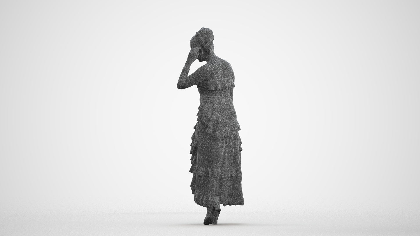 3D scanned woman formalaffairs formal, photorealistic archviz people for Enscape and SketchUp, wireframe front view