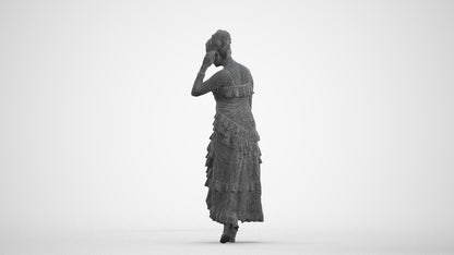 3D scanned woman formalaffairs formal, photorealistic archviz people for Enscape and SketchUp, wireframe front view