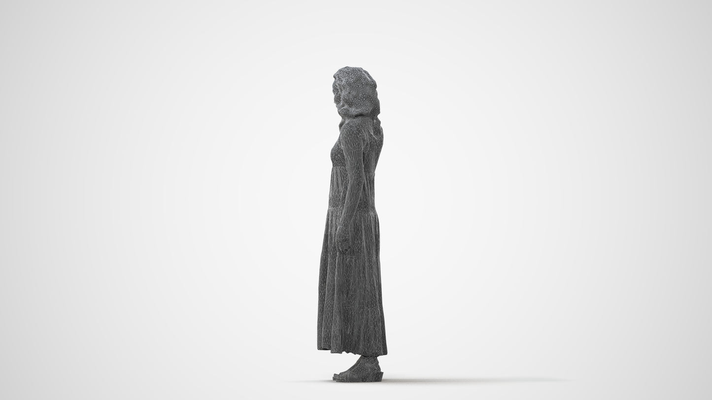 3D people model woman casual standing, scanned human for 3ds Max rendering, square thumbnail