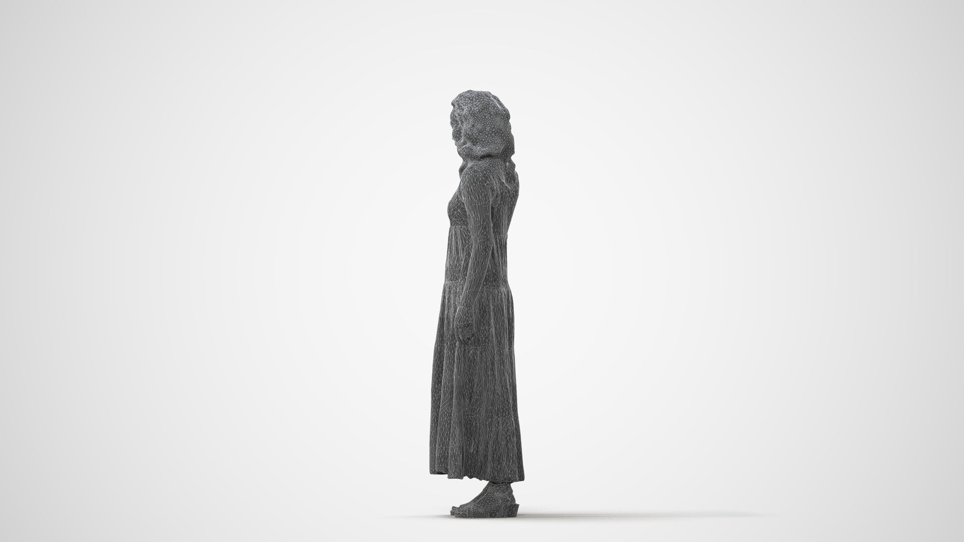 3D people model woman casual standing, scanned human for 3ds Max rendering, square thumbnail