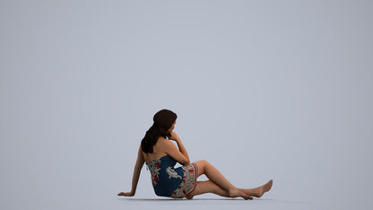 3D people model woman pool, scanned human for 3ds Max rendering, front view render