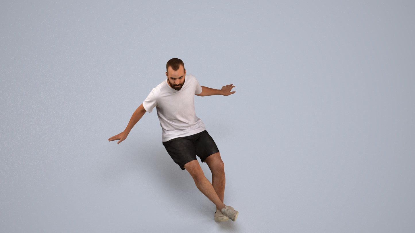 scanned 3D man casual sitting, photogrammetry people for Enscape and V-Ray, back view render