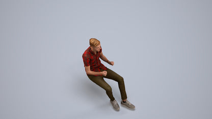 realistic 3D people man casual driving, render-ready for V-Ray and Corona, FBX OBJ, back view render