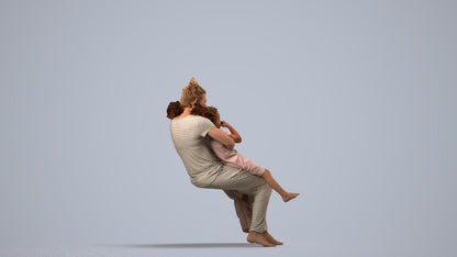 realistic 3D human girl kids, archviz people FBX OBJ for Blender, side view render