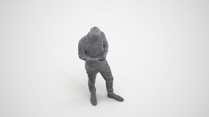 3D people model man casual standing, scanned human for 3ds Max rendering, wireframe three-quarter view