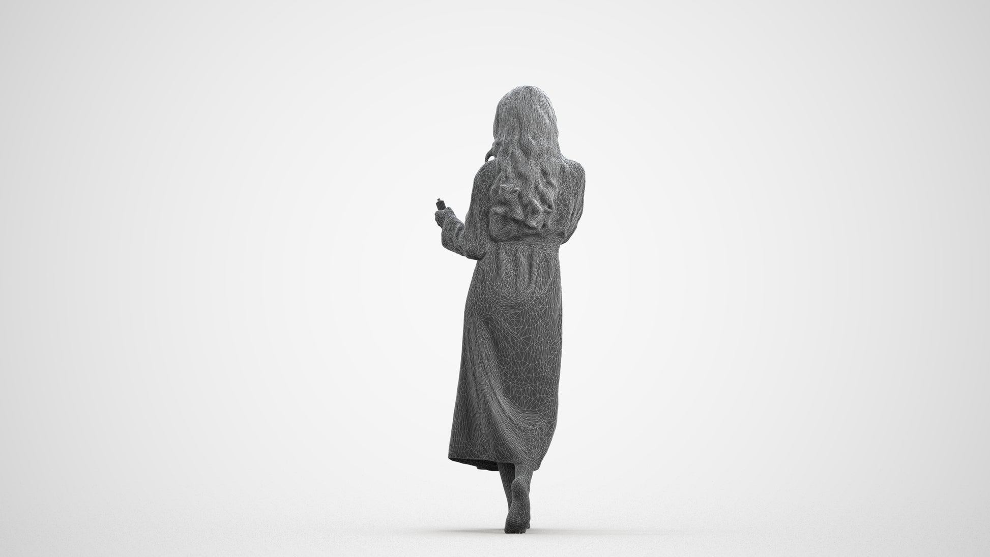 scanned 3D woman casual sport, photogrammetry people for Enscape and V-Ray, wireframe front view
