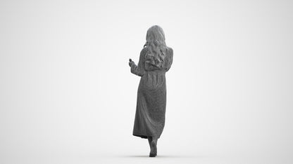 scanned 3D woman casual sport, photogrammetry people for Enscape and V-Ray, wireframe front view