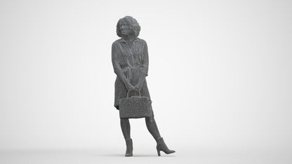realistic 3D woman casual standing, scanned archviz people for Blender and 3ds Max, three-quarter front view render