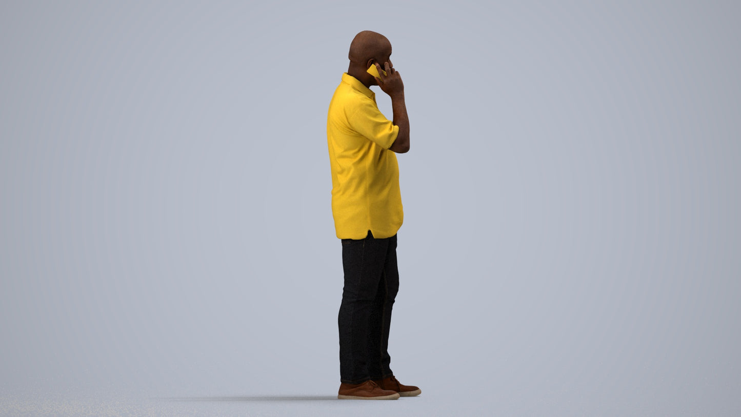 photogrammetry 3D man casual standing, realistic human model archviz FBX, side view render