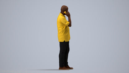 photogrammetry 3D man casual standing, realistic human model archviz FBX, side view render